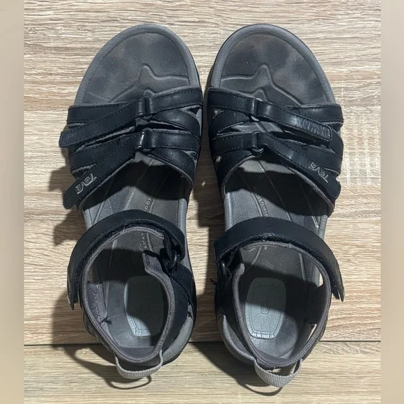 Teva Tirra Black leather Outdoor Hiking strap Sandals women’s size 8 - Picture 8 of 10